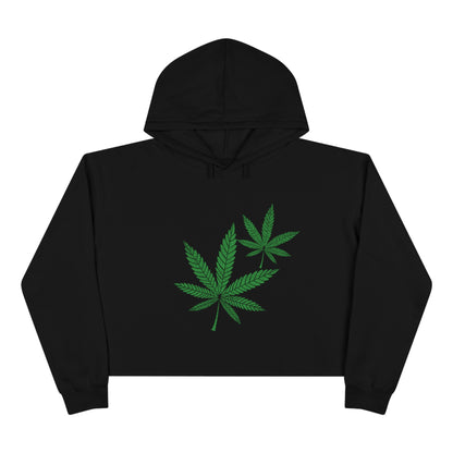Green Cannabis Leaf Crop Hoodie