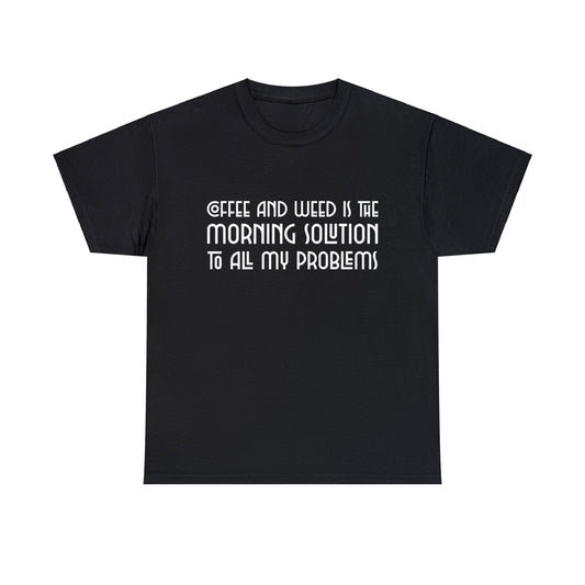 Kaffee und Weed Unisex-T-Shirt aus schwerer Baumwolle