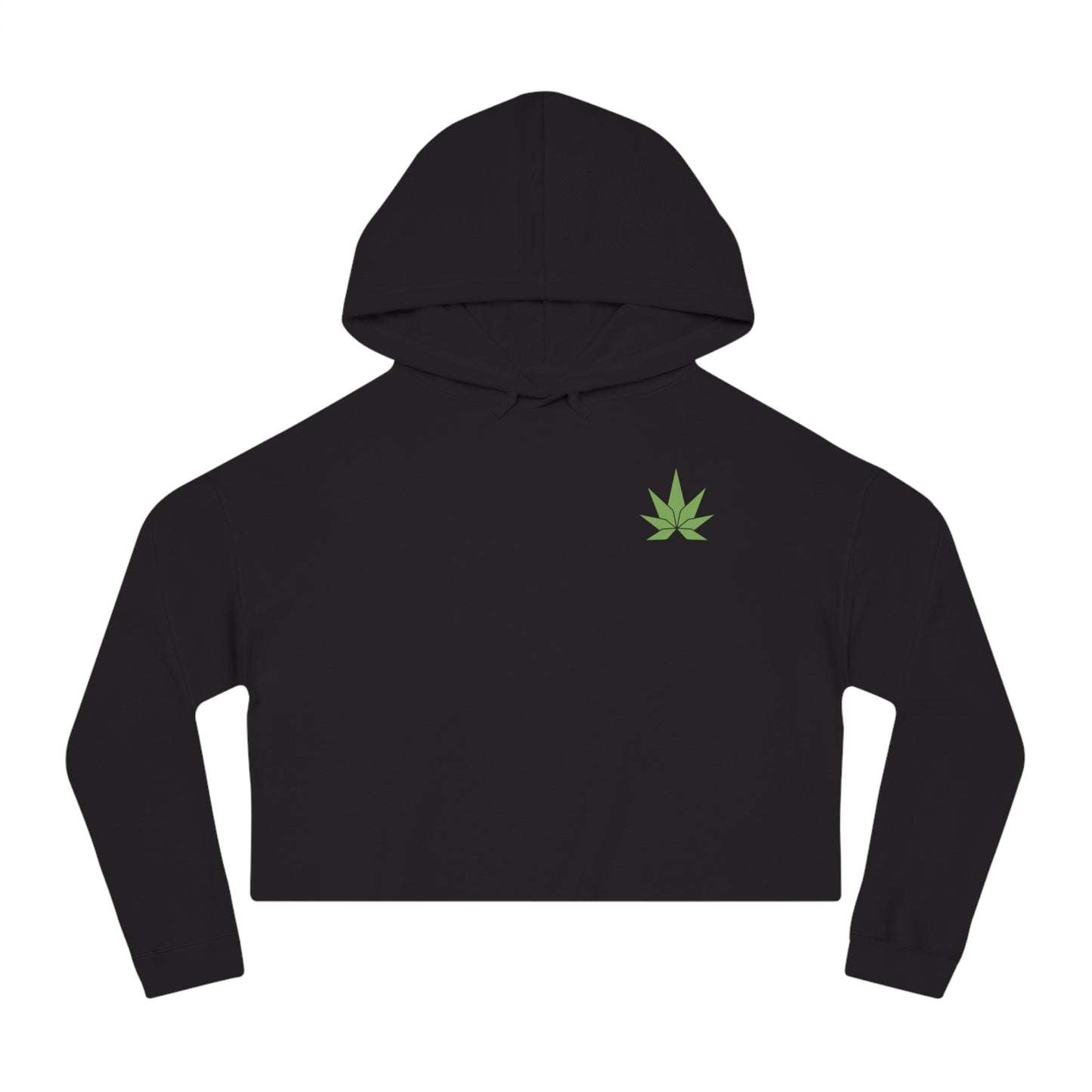 Green Leaf Cropped Hooded Sweatshirt