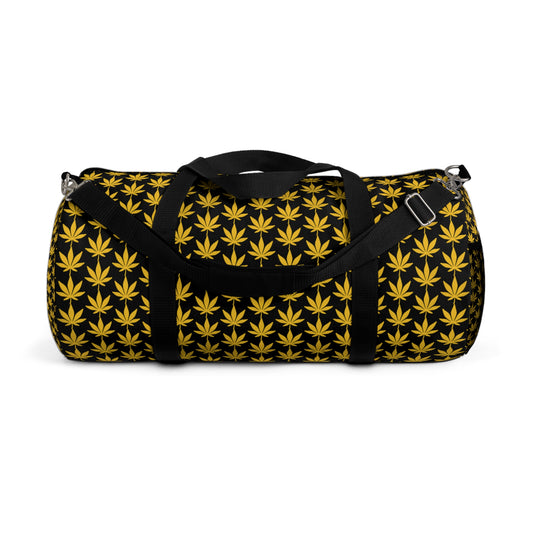 Schwarze und gelbe Cannabisblatt-Reisetasche 