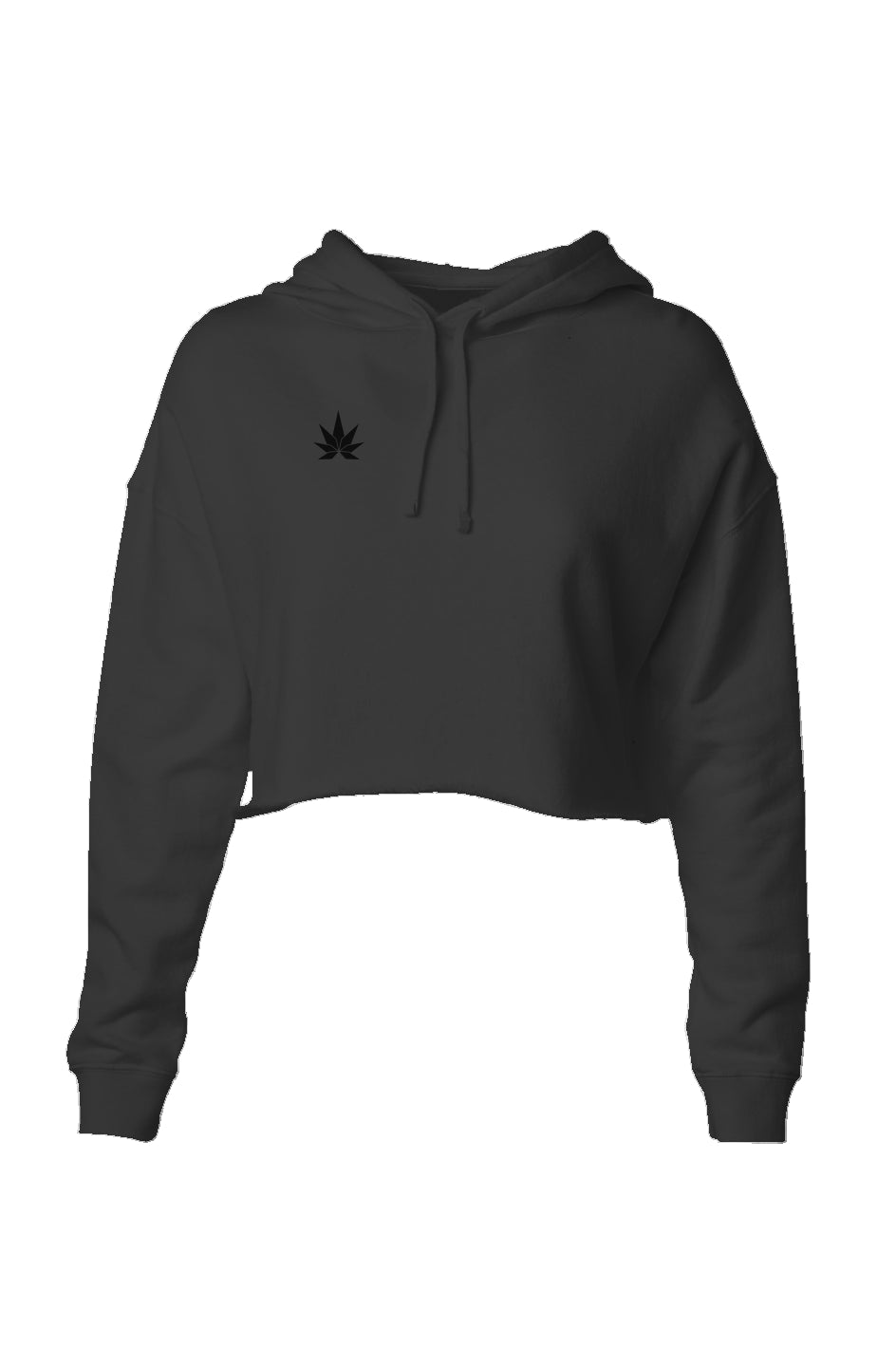Black Leaf Lightweight Crop Hoodie