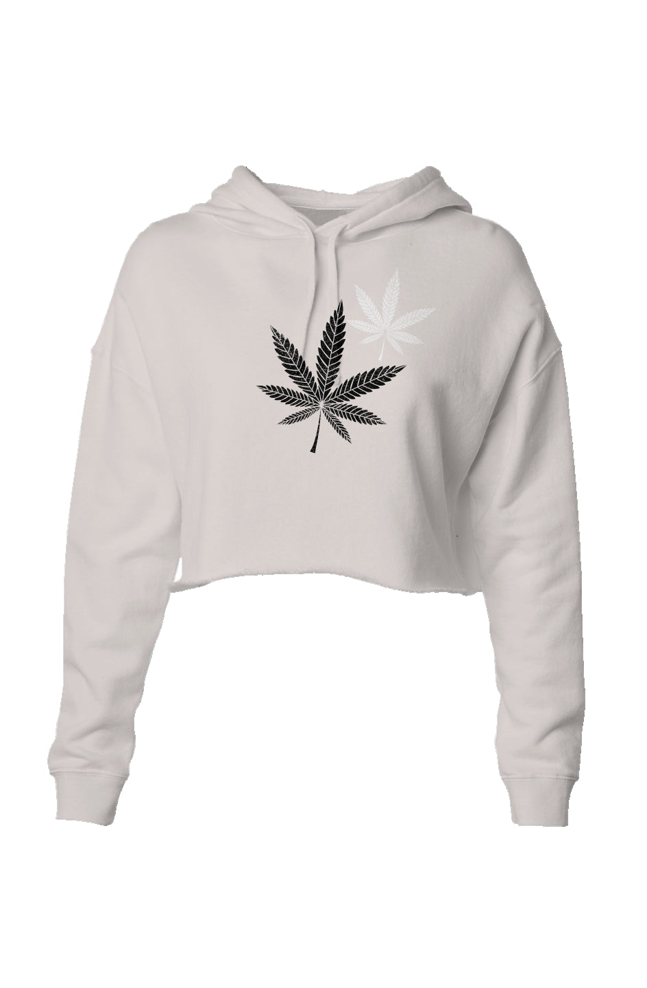 Black While Leaf Lightweight Crop Hoodie