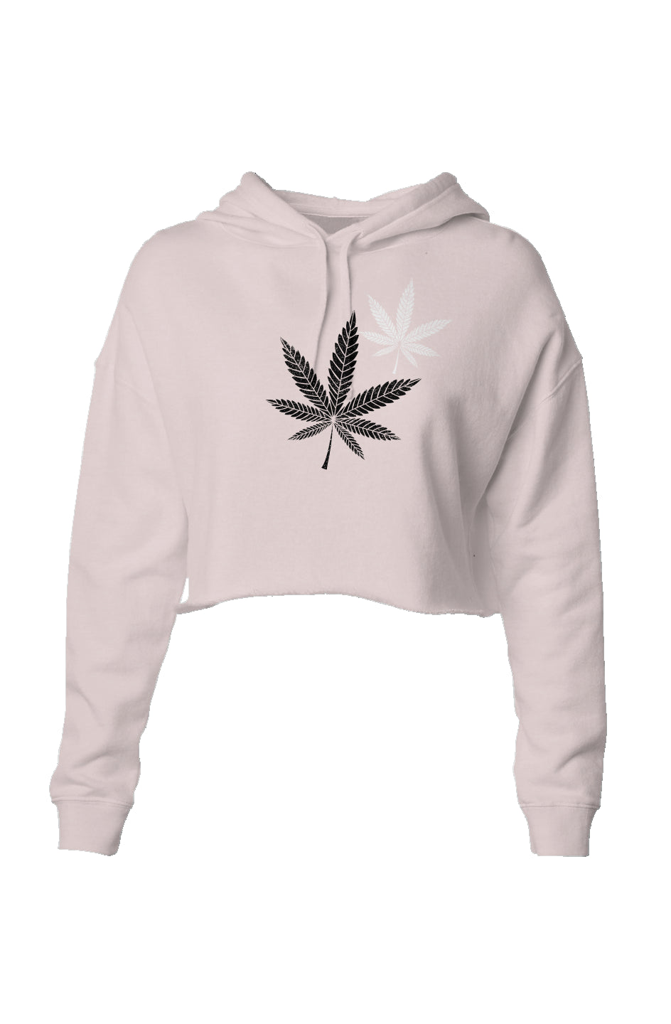 Black While Leaf Lightweight Crop Hoodie