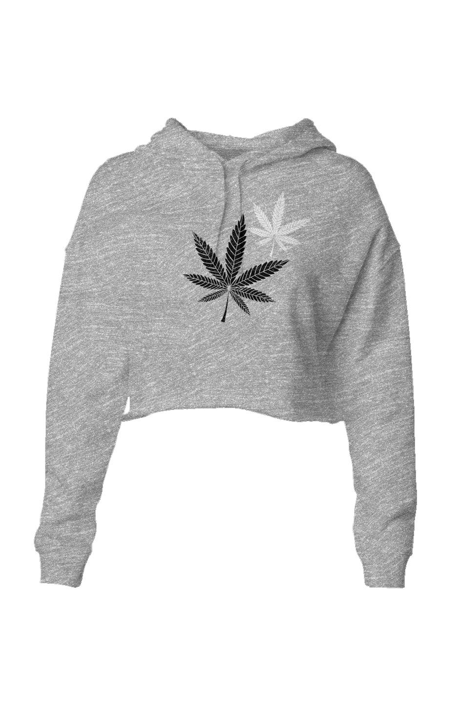 Black While Leaf Lightweight Crop Hoodie