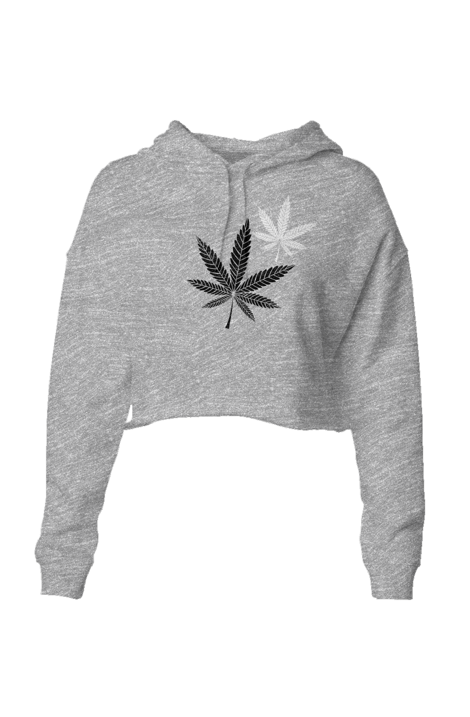 Black While Leaf Lightweight Crop Hoodie