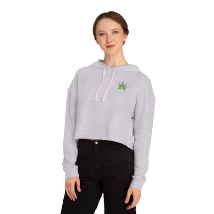 Green Leaf Cropped Hooded Sweatshirt