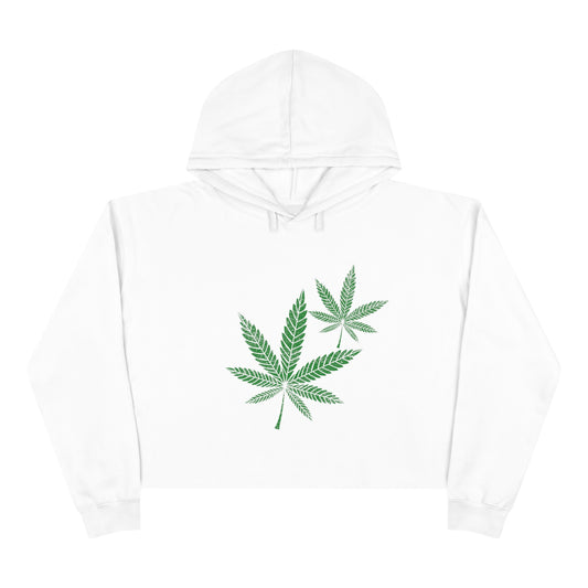 Green Cannabis Leaf Crop Hoodie