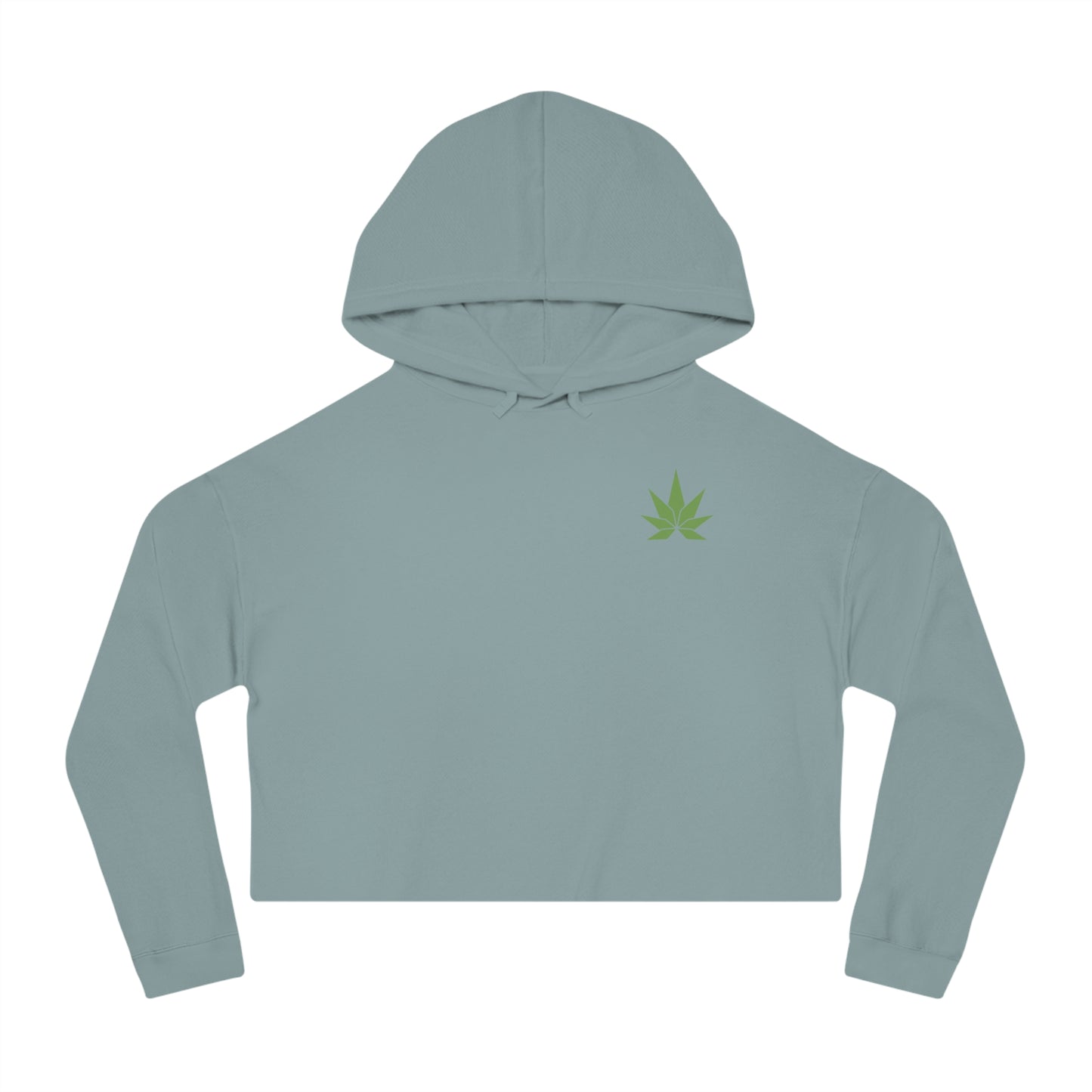 Green Leaf Cropped Hooded Sweatshirt