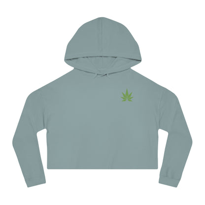 Green Leaf Cropped Hooded Sweatshirt