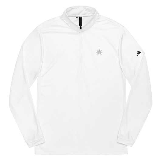White Leaf Adidas Pullover mit Viertelreißverschluss