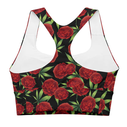 Schwarz-roter Rose Longline-Sport-BH