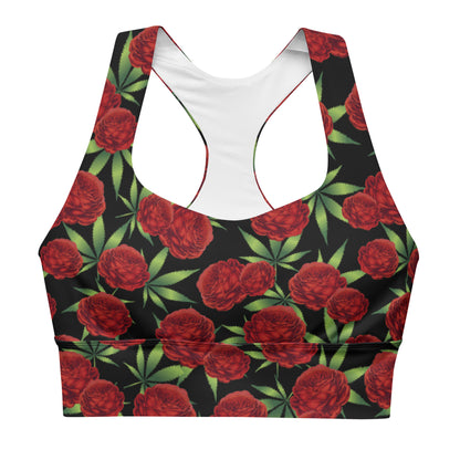 Schwarz-roter Rose Longline-Sport-BH