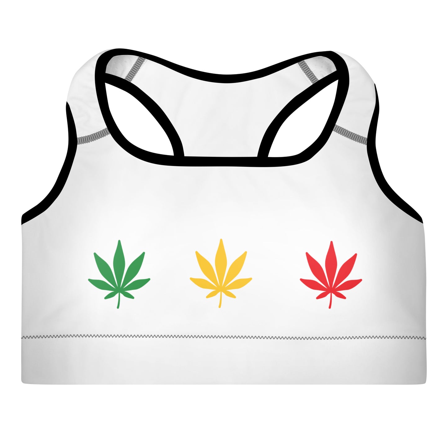 Green Yellow Red Leaf Padded Sports Bra