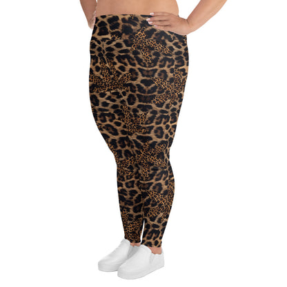 Plus-Size-Leggings mit Cannabis-Animal-Print