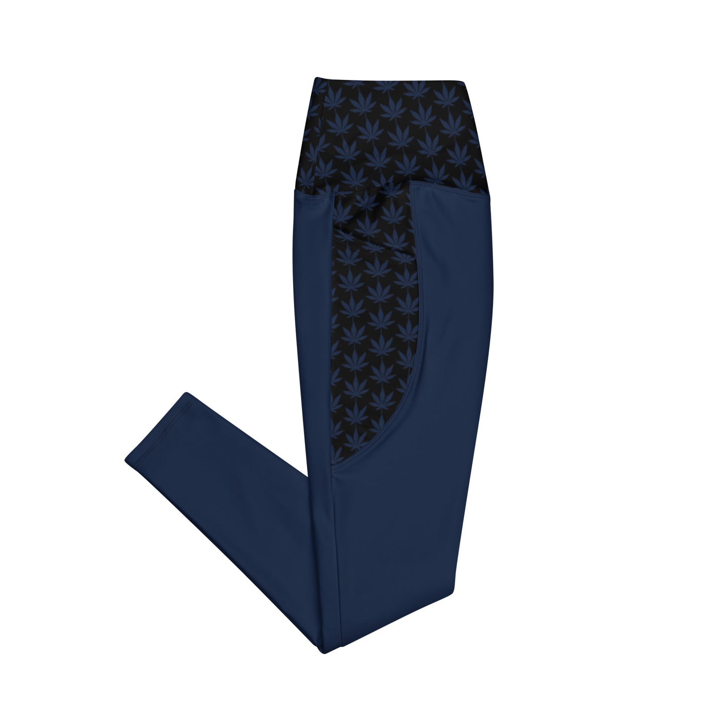 Navy Blue And Black Leggings With Pockets