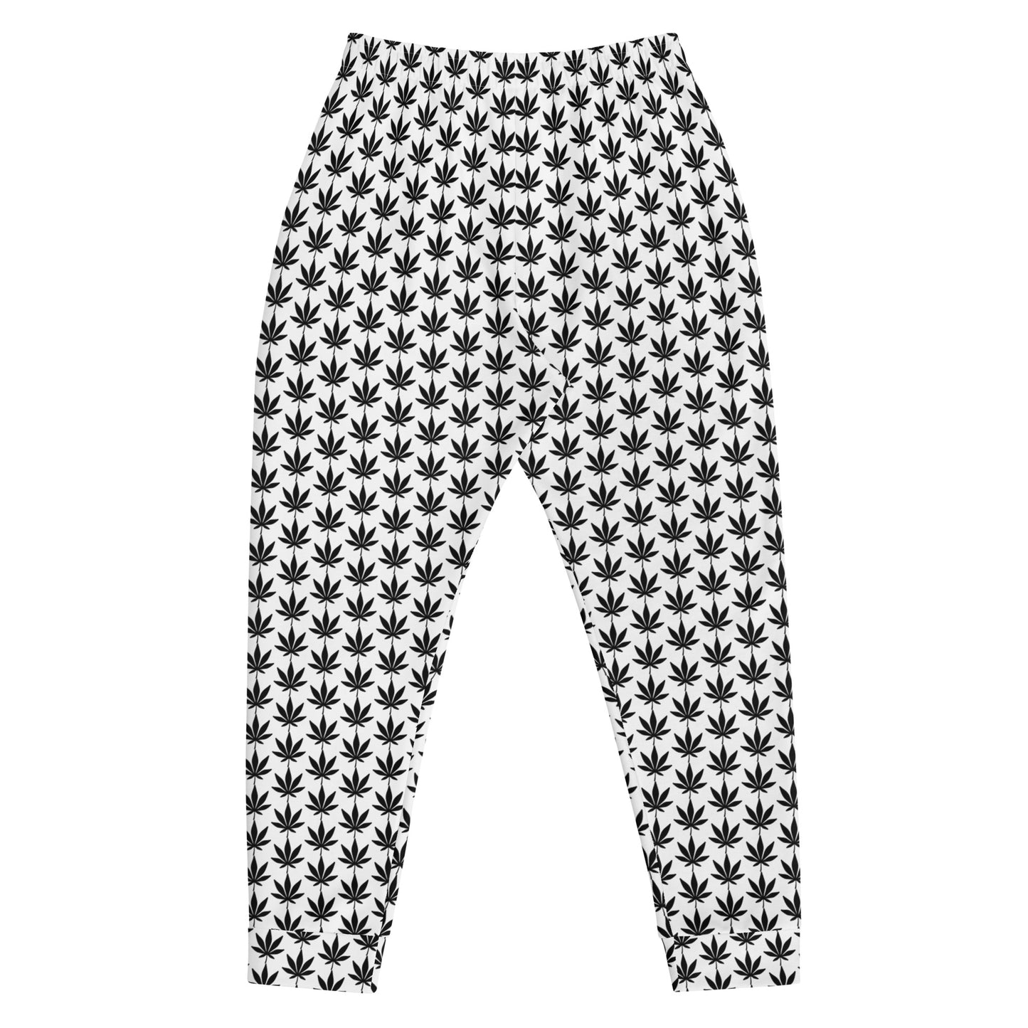 Black And White Weed Leaf Men's Joggers
