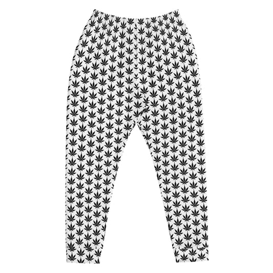 Black And White Weed Leaf Men's Joggers