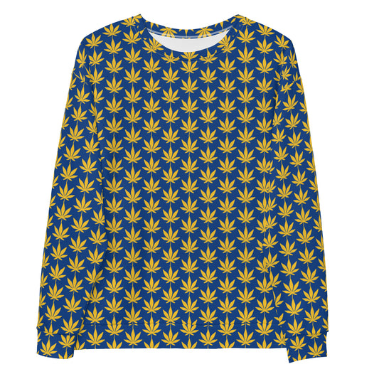 Navy Blue And Yellow Weed Leaf Unisex Sweatshirt