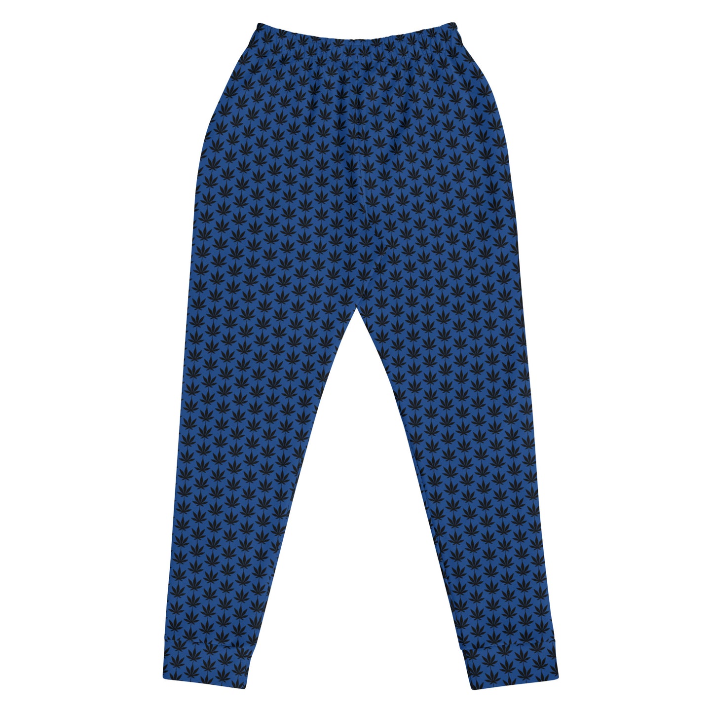 Women's Dark Blue Joggers With Black Weed Leaf