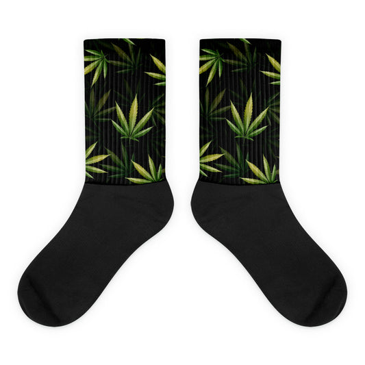 Black Cannabis Real Leaf Socks