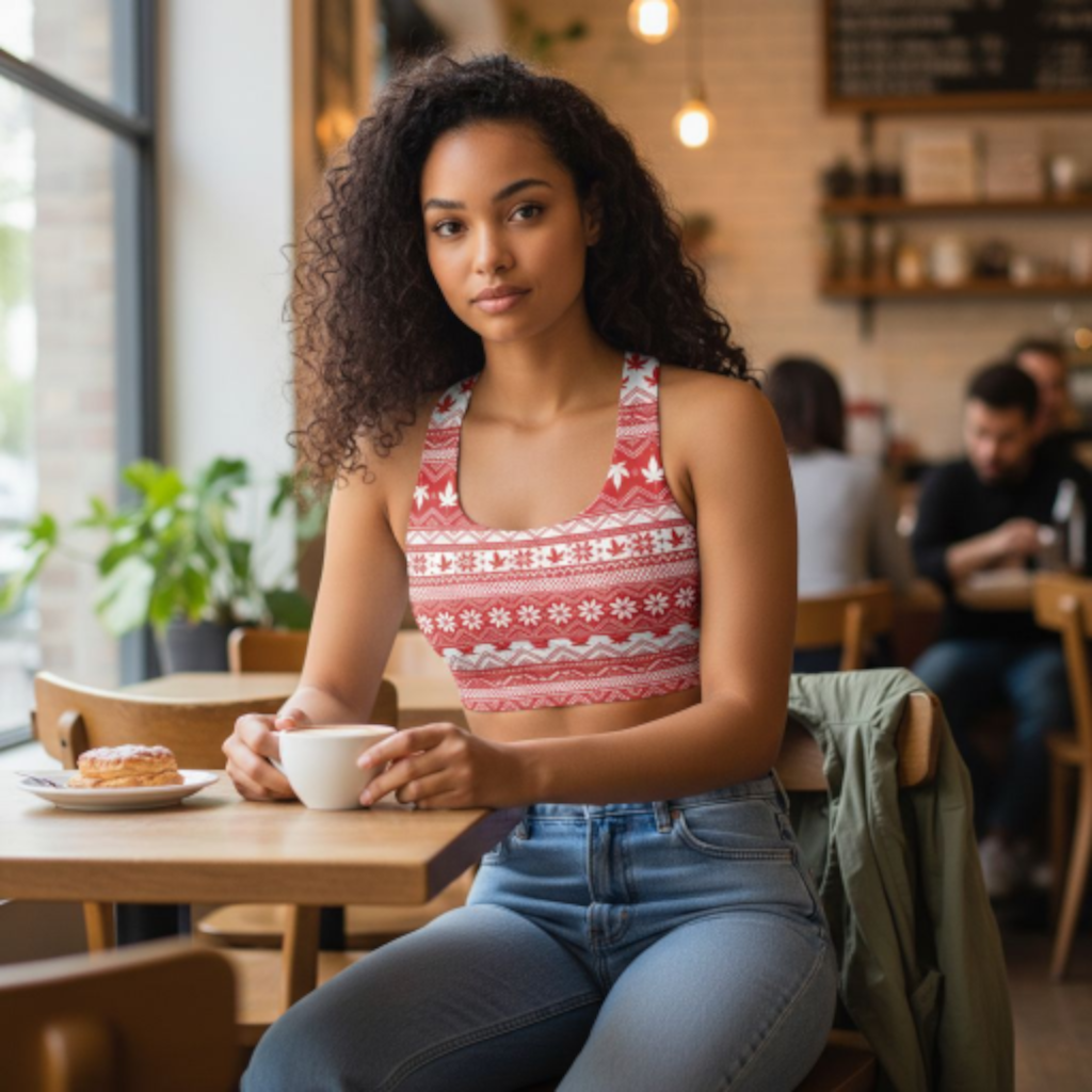 Holiday Bliss Red Sports Bra