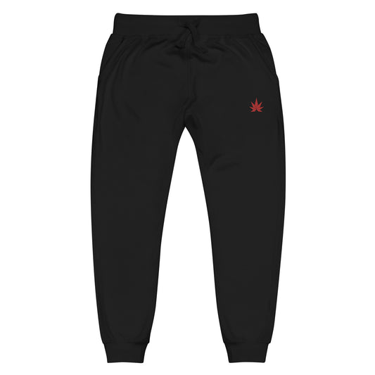 Black And Red Cannabis Leaf Unisex Joggers