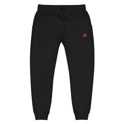 Black And Red Cannabis Leaf Unisex Joggers