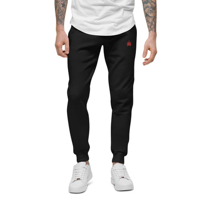 Black And Red Cannabis Leaf Unisex Joggers
