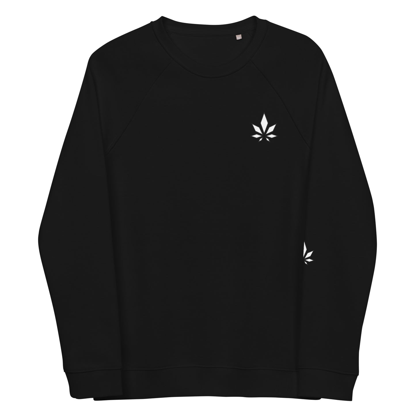 White And Black Weed Leaf Unisex Organic Raglan Sweatshirt