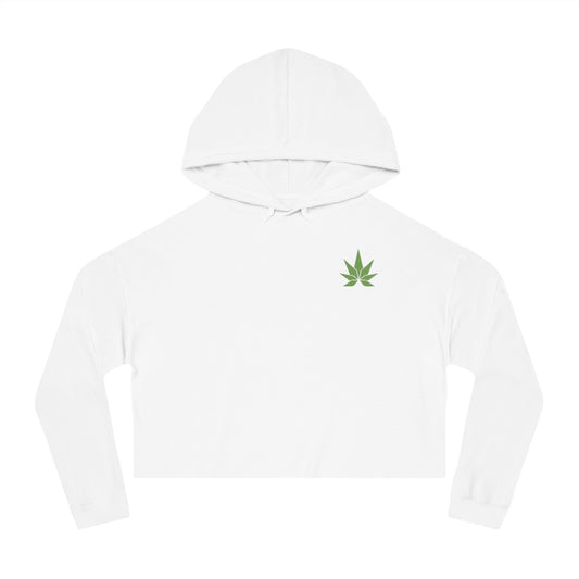 Kurzes Kapuzen-Sweatshirt mit grünen Blättern 