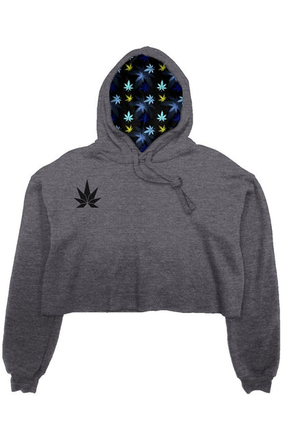 Gray Crop Fleece Hoodie - Cannafitshop